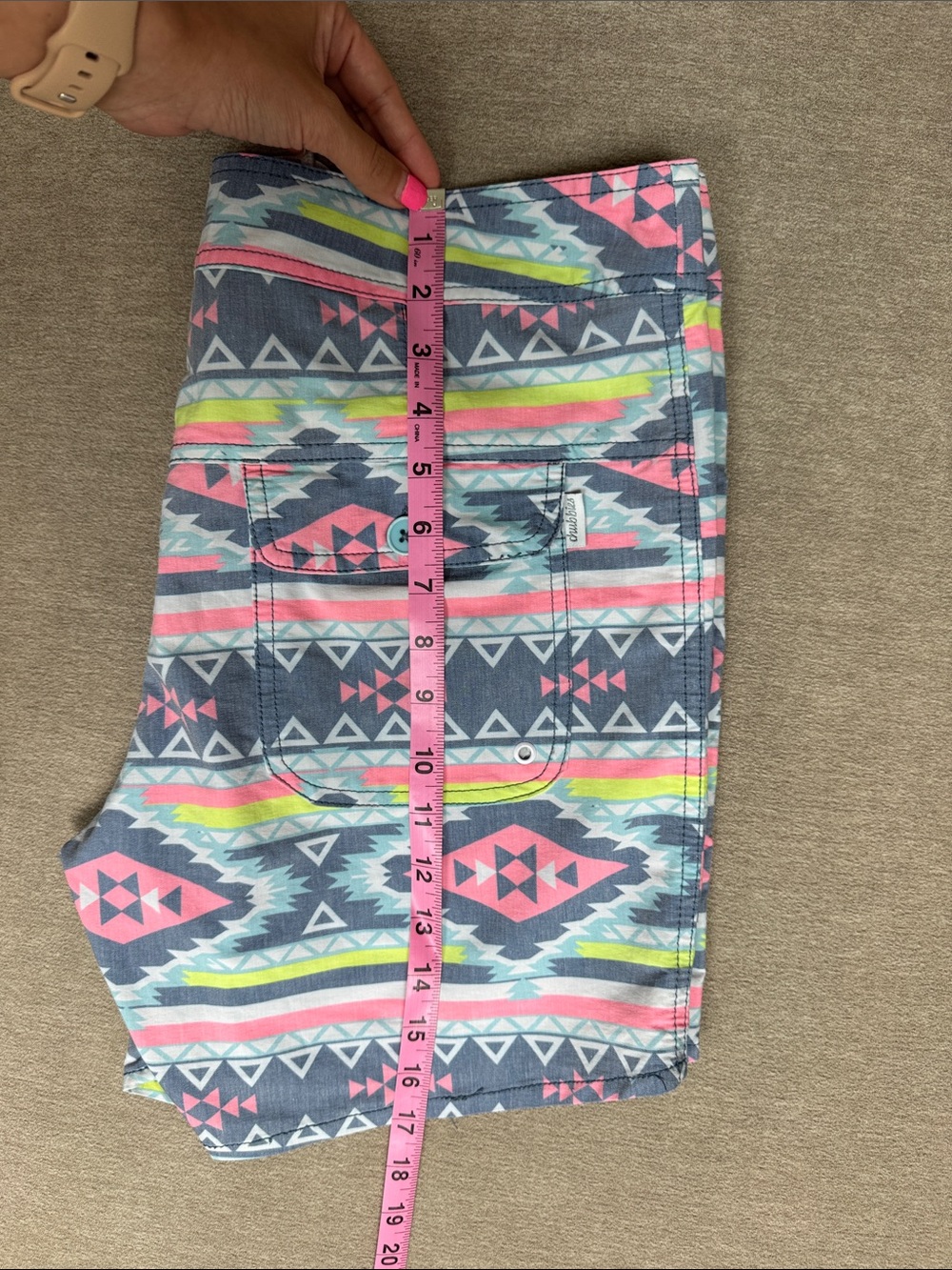 chubbies Aztec Swim Shorts in Blue, Pink, Neon Yellow - Picture 9 of 11